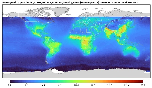 Average column HCHO (2005-2023)
