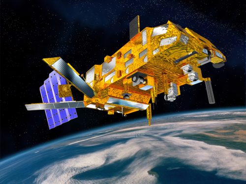 De EUMETSAT Metop-satelliet (artistieke voorstelling)