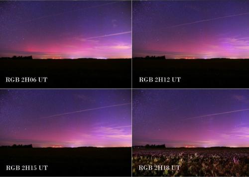 Aurore boréale observée dans la nuit du 24 au 25 septembre 2023, près de Chartres, en France. Crédits : E. Beaudoin