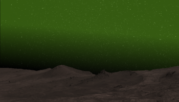 Artist’s impression of what nightglow might look like to an astronaut in the polar winter regions of Mars at night. 