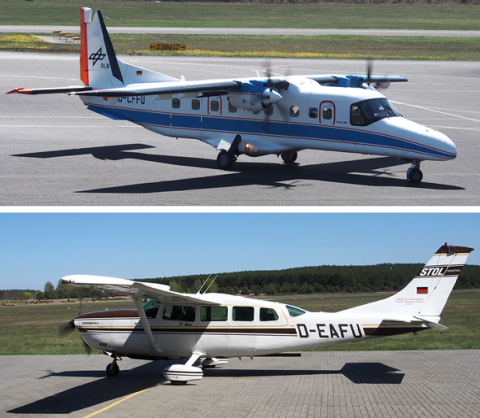 Dornier and Cessna aircraft with DOAS instrument